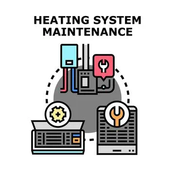 Heating system maintenance and repair services icon Stock Illustration