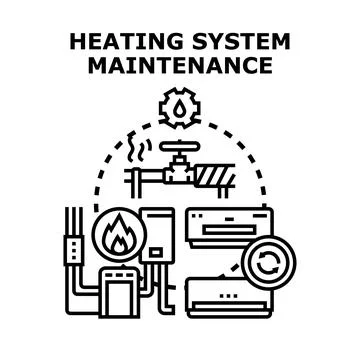 Heating system maintenance concept with equipment engineering service Stock Illustration