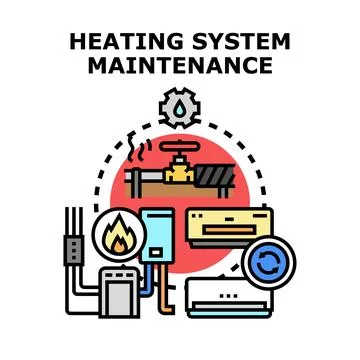 Heating system maintenance concept with equipment engineering service Stock Illustration