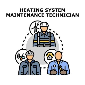 Heating system maintenance technician profession concept Stock Illustration
