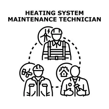 Heating system maintenance technician profession concept Stock Illustration