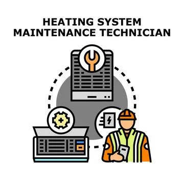 Heating system maintenance technician servicing climate equipment Stock Illustration