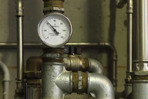 Heating system manometer Stock Photos