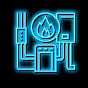 Heating system neon glow icon illustration Stock Illustration