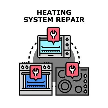 Heating system repair and maintenance service concept Stock Illustration