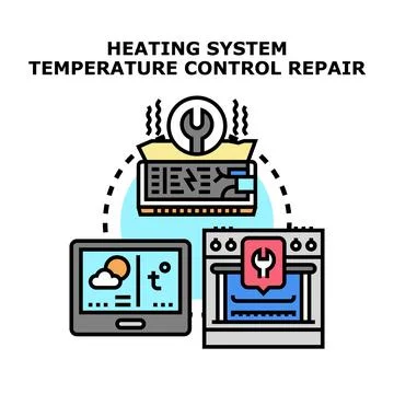 Heating system temperature control repair and maintenance service Stock Illustration