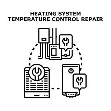 Heating system temperature control repair and maintenance service Stock Illustration