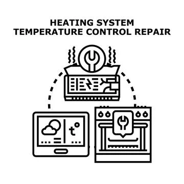 Heating system temperature control repair and maintenance service Illustrazione stock