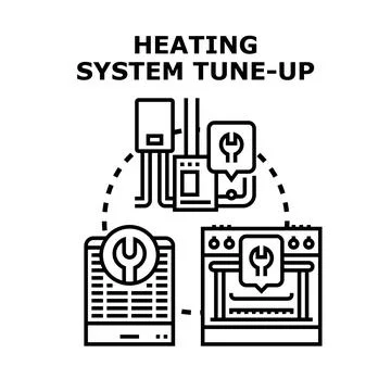 Heating system tune up and maintenance service planning Stock Illustration
