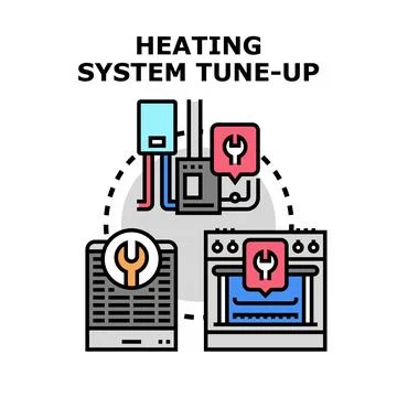 Heating system tune up and maintenance service planning Stock Illustration