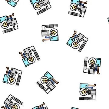 Heating system vector seamless pattern Stock Illustration