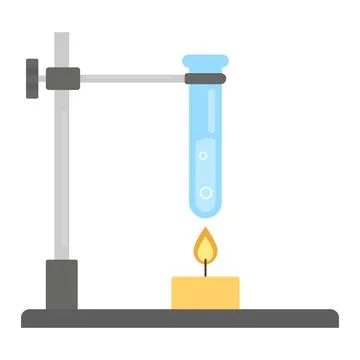 Heating Test Tube with Candle on Laboratory Stand Vector Illustration 库存插图
