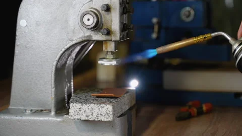 Heating Tool for Leather Embossing Process Video stock 297418053