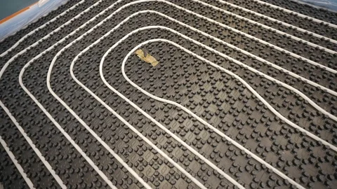 Heating tube, Underfloor Heating system after installation Stock Footage 152789919
