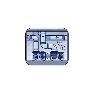 Heating ventilation air conditioning hvac system flat vector icon design Stock Illustration