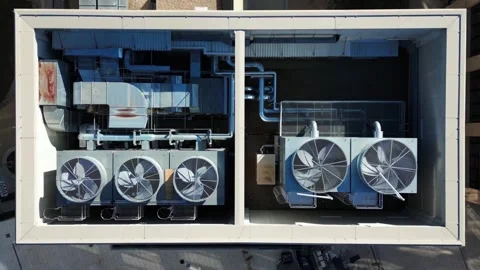 Heating, ventilation and air conditioning systems installed on the rooftop Video stock 244806517