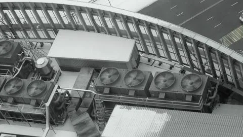 Heating, ventilation and air conditioning systems installed on the rooftop of Stock Photos