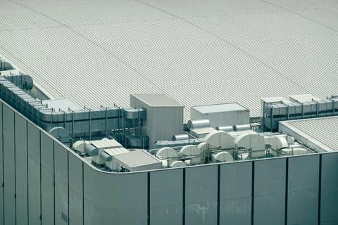 Heating, Ventilation and Air Conditioning systems installed on rooftop Stock Photos