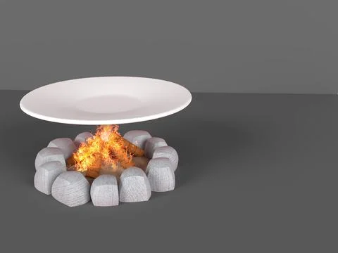 Heating A White Plate In Grey Background 3D Render Stock Illustration