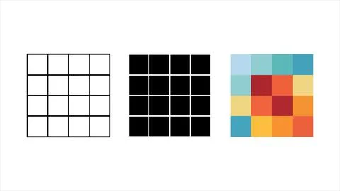 Heatmap activity grid and contribution tracker icon set 库存插图