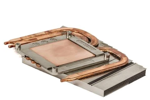 Heatpipe and radiators for cooling of processor, cooling system, isolated on  Stock-Fotos