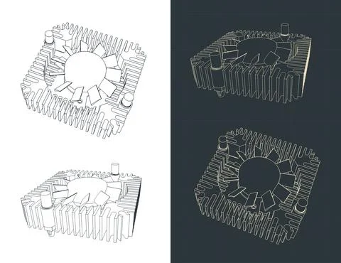 Heatsink with Fan Stock Illustration