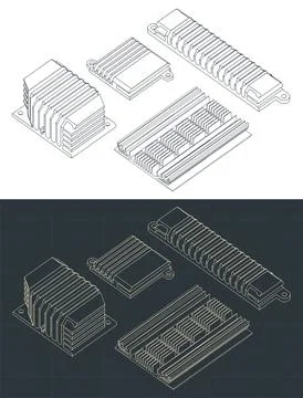 Heatsinks set blueprints 스톡 일러스트