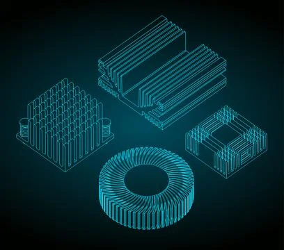 Heatsinks set drawings Stock Illustration