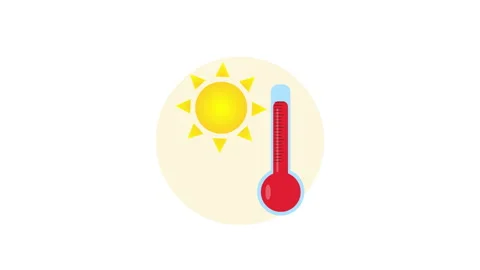 Heatwave Animation with Rising Thermometer Stock Footage 335697248