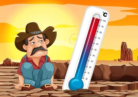 Heatwave in the Desert Landscape Stock Illustration
