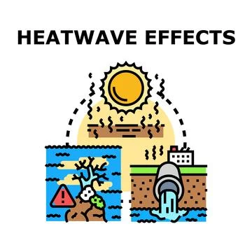 Heatwave effects causing environmental damage and water pollution Stock Illustration