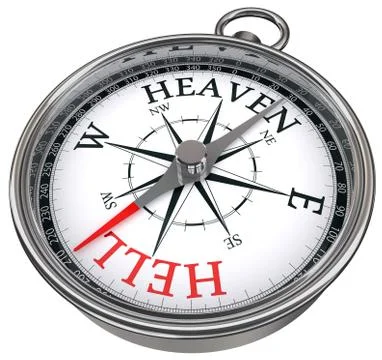 Heaven and hell concept compass Stock Illustration