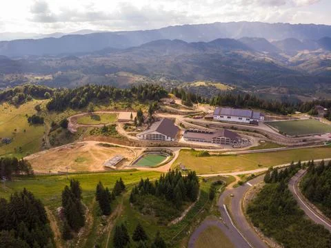 Heaven on earth. Sporting complex on top of a mountain. Carpathian mountains Stock Photos