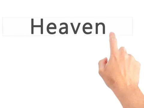 Heaven - Hand pressing a button on blurred background concept on visual scree Stock Photos