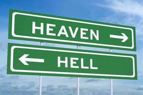 Heaven or Hell concept on the road signpost, 3D rendering イラスト素材