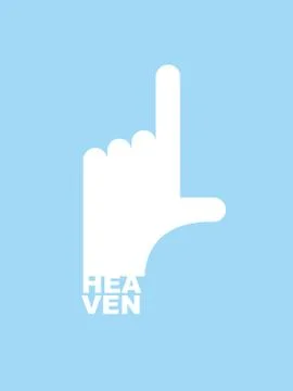 Heaven pointer hand. Focus on top. Pointing gesture god Illustration