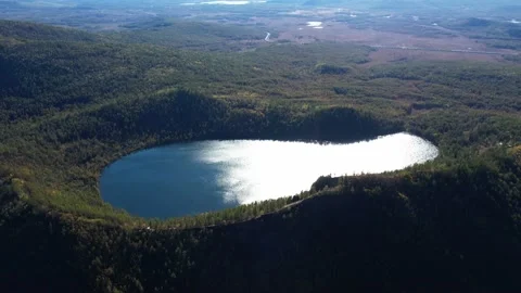 Heaven Pool  mountaintop  Inner Mongolia  Aerial shot，tianchi Stock Footage 232015666