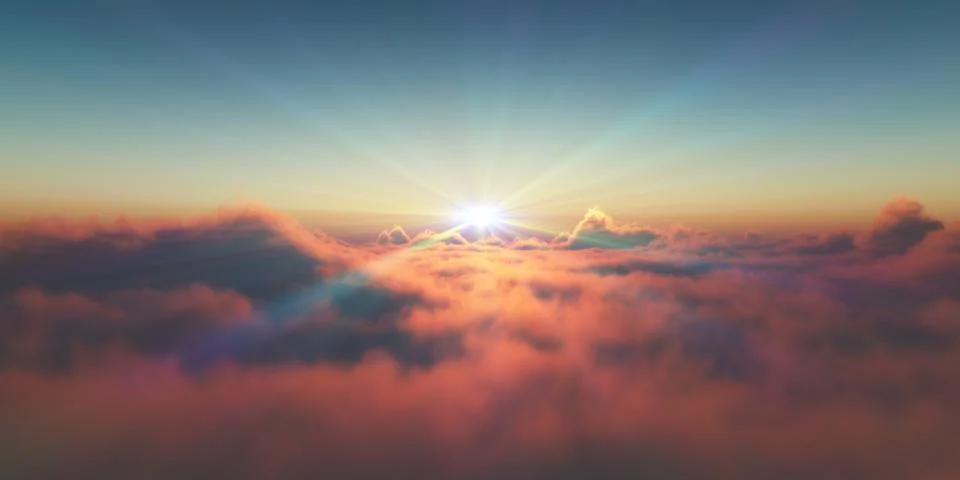 Heaven, sunset over the clouds Stock Illustration