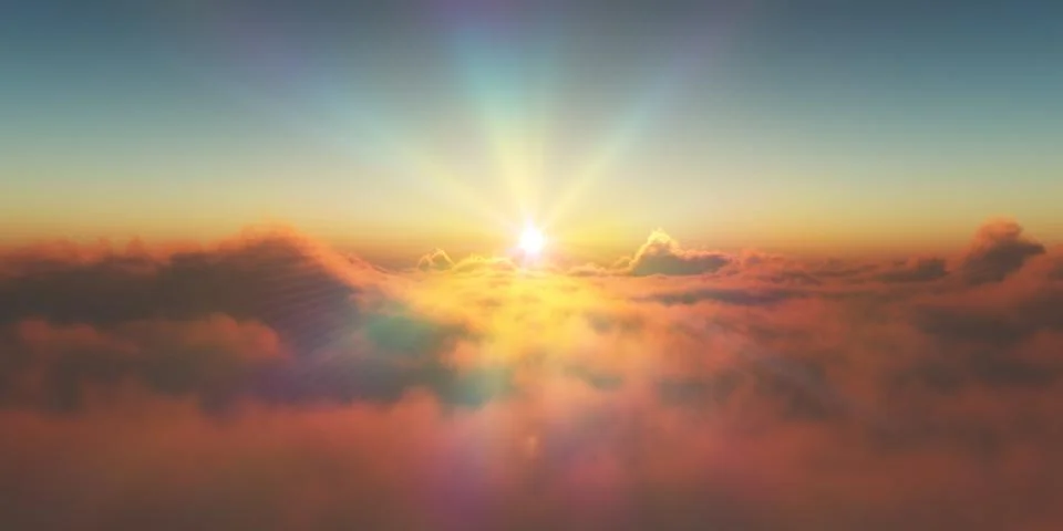 Heaven, sunset over the clouds Illustrazione stock