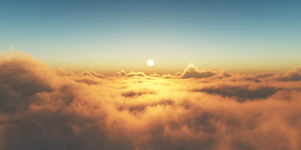 Heaven, sunset over the clouds Illustrazione stock