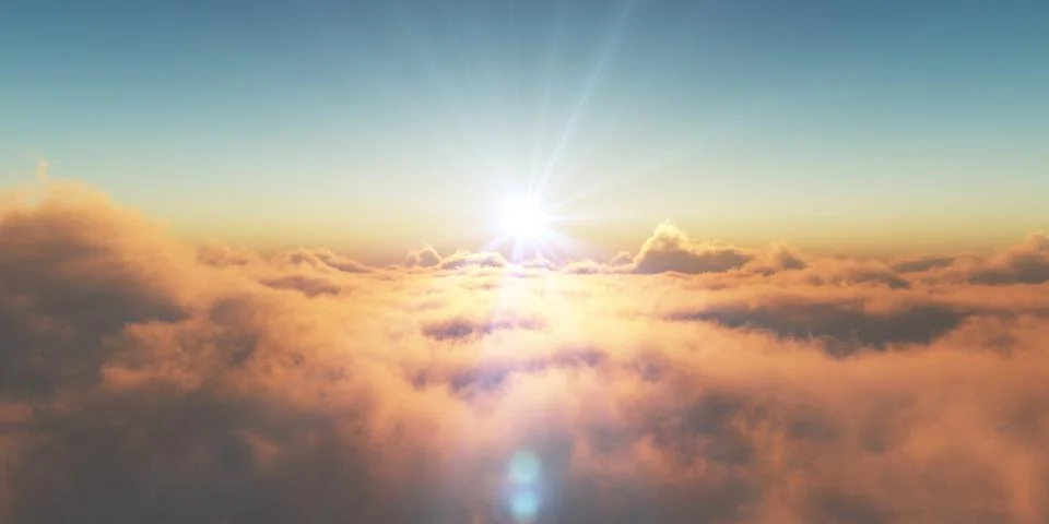 Heaven, sunset over the clouds Illustrazione stock