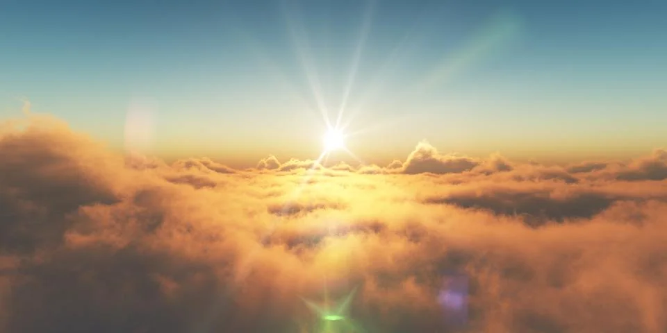 Heaven, sunset over the clouds Stock Illustration