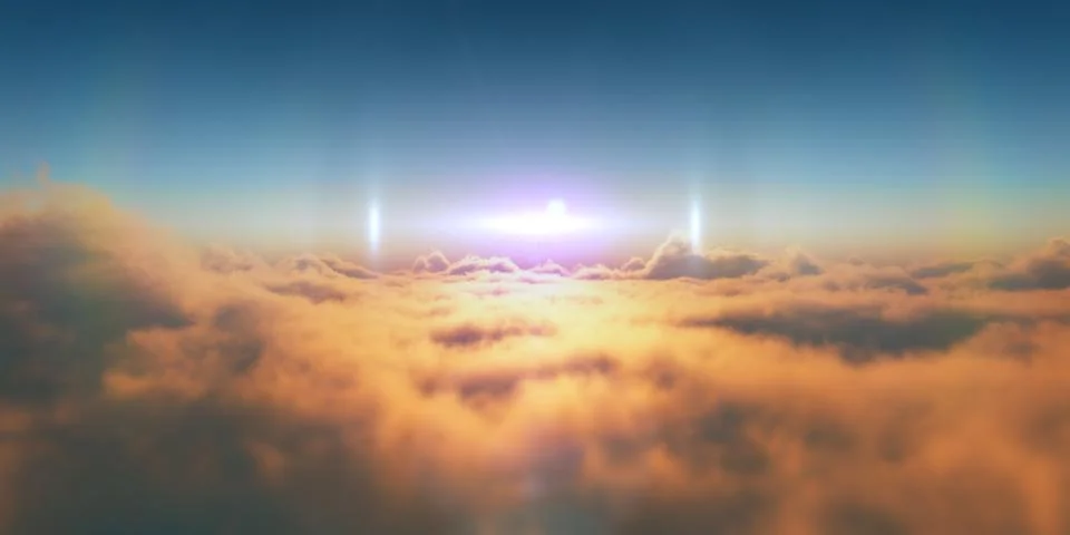 Heaven, sunset over the clouds Stock Illustration