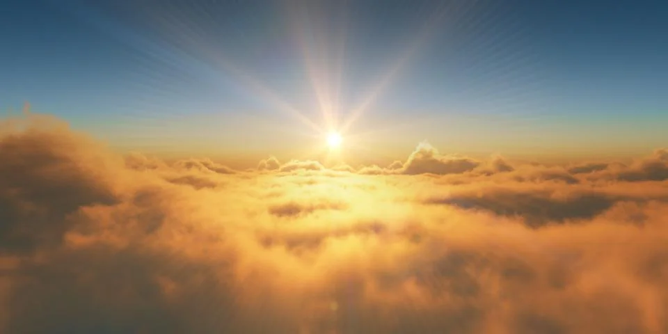 Heaven, sunset over the clouds Illustrazione stock