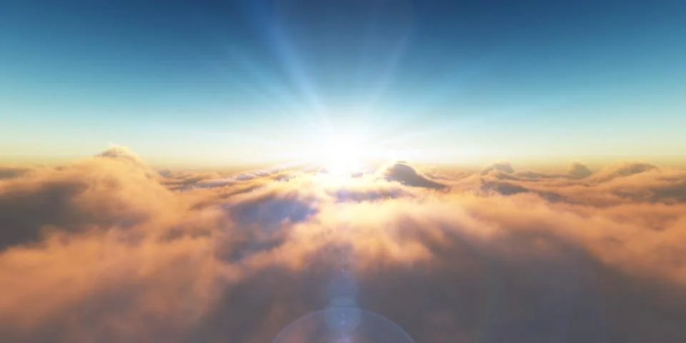 Heaven, sunset over the clouds Stock Illustration