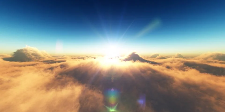 Heaven, sunset over the clouds Illustrazione stock
