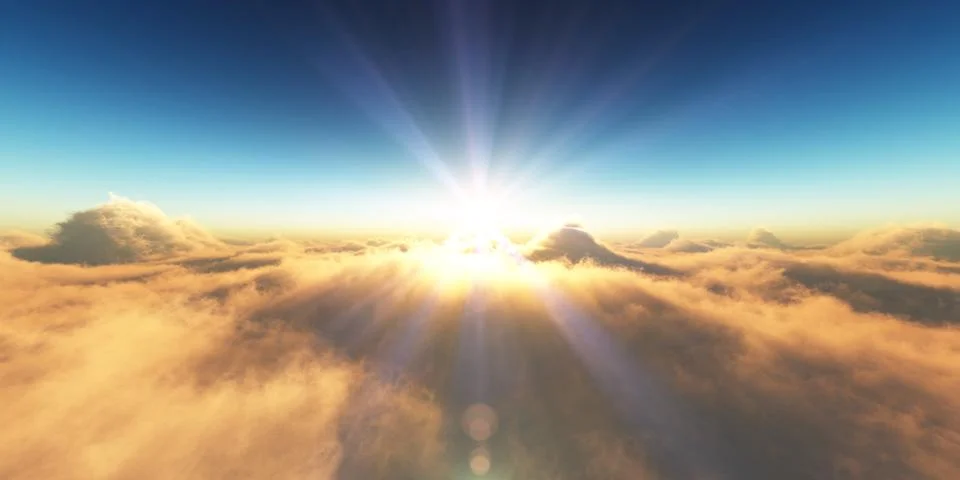 Heaven, sunset over the clouds Stock Illustration