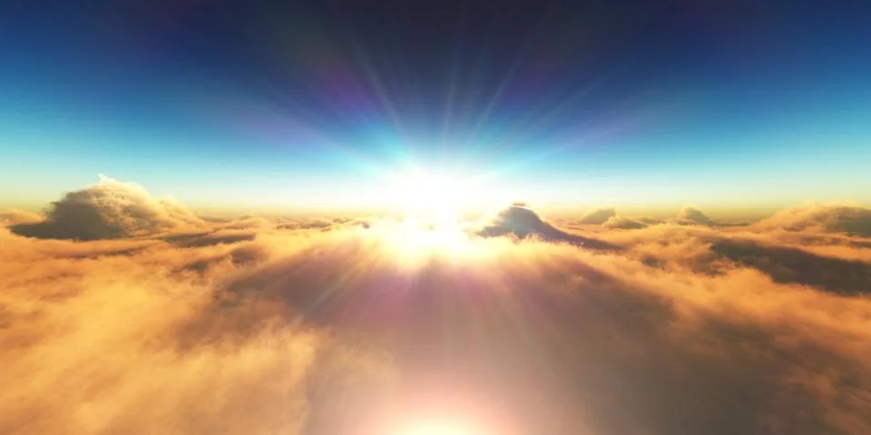 Heaven, sunset over the clouds Stock Illustration