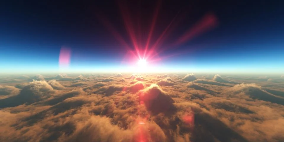 Heaven, sunset over the clouds Stock Illustration