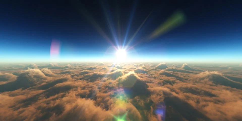 Heaven, sunset over the clouds Stock Illustration